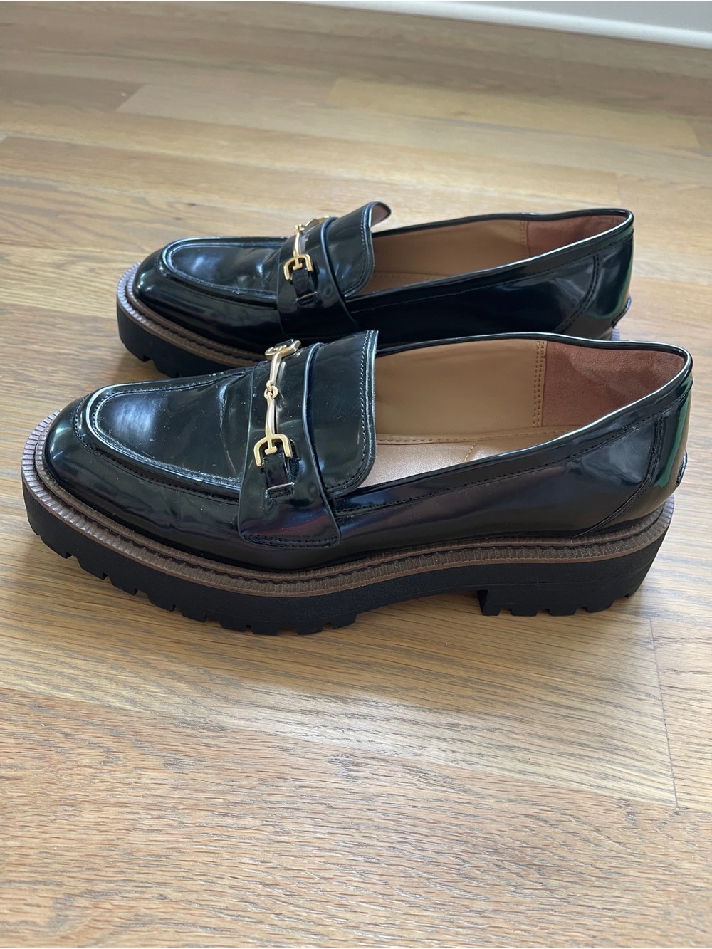 Sam Edelman Black Patent Loafers with Gold Bit - Picture 7 of 7